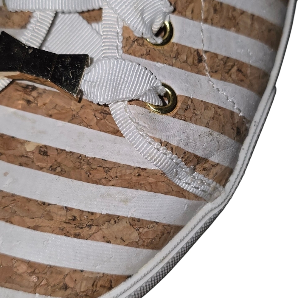 Kate Spade New York Lodero Tan and White Striped Fashion Sneakers 8.5 - Picture 6 of 10